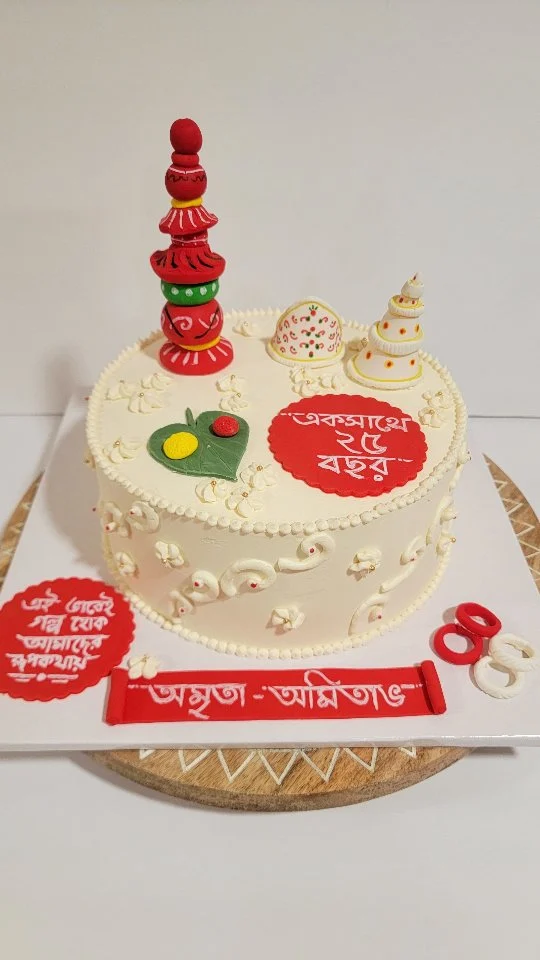 Almost said no when I saw how much fondant work this needed! So glad I didn’t.

A 25th wedding anniversary cake for a beautiful Bengali couple ❤️ Every topper tells a story from a Bengali wedding ✨

Inside, it's a rich chocolate cake + dark chocolate mousse 🤎

Hard work, heritage, and a whole lot of love in one cake.
.
.
.
.
.
#BengaliWedding #chocolatecake #smallbusiness #ZnLbakes #homebaker